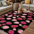 thumbnail image 2 of Fsddascl Red Pink Strawberry Outdoor Rug for Patio/Deck/Porch, Non-Slip Large Area Rug 4 x 6 Ft, Black Lovely Summer Spring Fruit Indoor Outdoor Rugs Washable Area Rugs, Camping Rug Carpet, 2 of 5