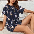 thumbnail image 4 of Fotbe Astronaut Surfing Conjunto de Pijama Estampado para Mujer, 2 Piezas, Ropa de Dormir con Camiseta de Manga Corta y Shorts Suaves-Small, 4 of 6