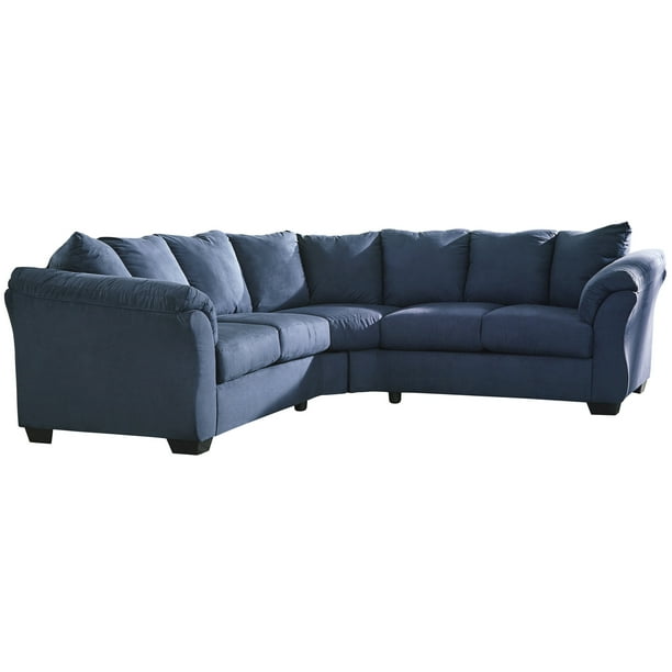 Blue Microfiber LSectional