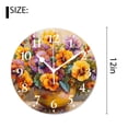 thumbnail image 2 of 12 Inch Wall Clock Battery Operated Silent Clock Decorative for Office, Kitchen, Outdoor, Living Room，Floral Oil Floral Spring Flowers Amazing, 2 of 4