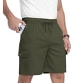 thumbnail image 6 of QDG Men's Relaxed Fit Cargo Shorts with Drawstring Elastic Waist Multi-Pocket for Daily Hiking Work, 6 of 7