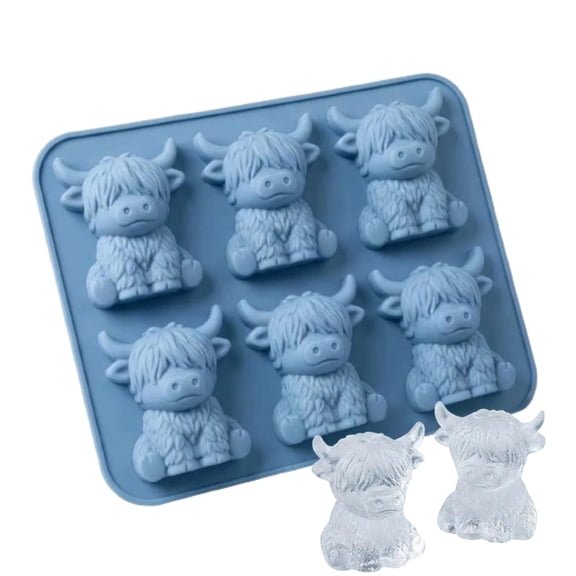 Bisitoy 1Pc Highland Cow Silicone Molds for Pudding and Jelly, Adorable Shapes for Easy Homemade Treats (Blue#001)