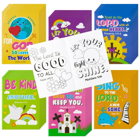 Libros para colorear de la Biblia Dvbonike, 48 unidades, con tema religioso para niños