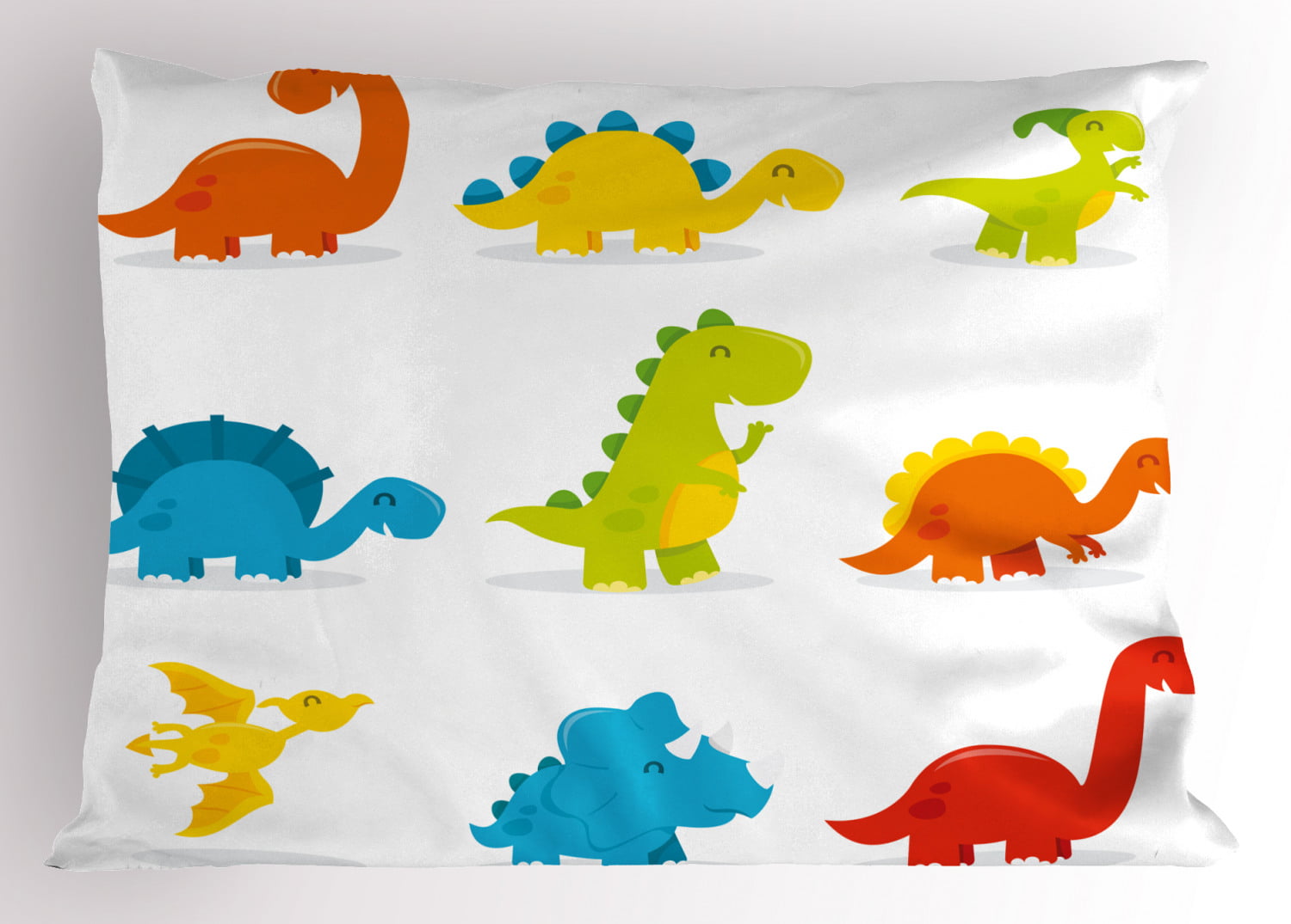 HOSNYE Dinosaur Throw Pillow Case Cushion Covers Seamless Colorful Cute Cartoon Animal Dinosaur Dragon Pattern Cotton Linen for Couch Bed Sofa Car Waist 18 x 18 inch 