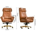 thumbnail image 2 of Kinnls Austin Upholstered Chair & Ergonomic Office Chair (Khaki-Gold Base-Cowhide), 2 of 6