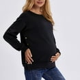 thumbnail image 2 of Akafmk Womens Long Sleeve Maternity Tops,Womens Maternity Solid Color Crew Neck Long Sleeve Button Detail Hoodless Casual Sweatshirt Pregnancy Mama Tops, 2 of 4