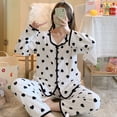 thumbnail image 2 of Pijama de mujer otoño e invierno con lazo tipo cárdigan de franela traje de dulce hogar, 2 of 5