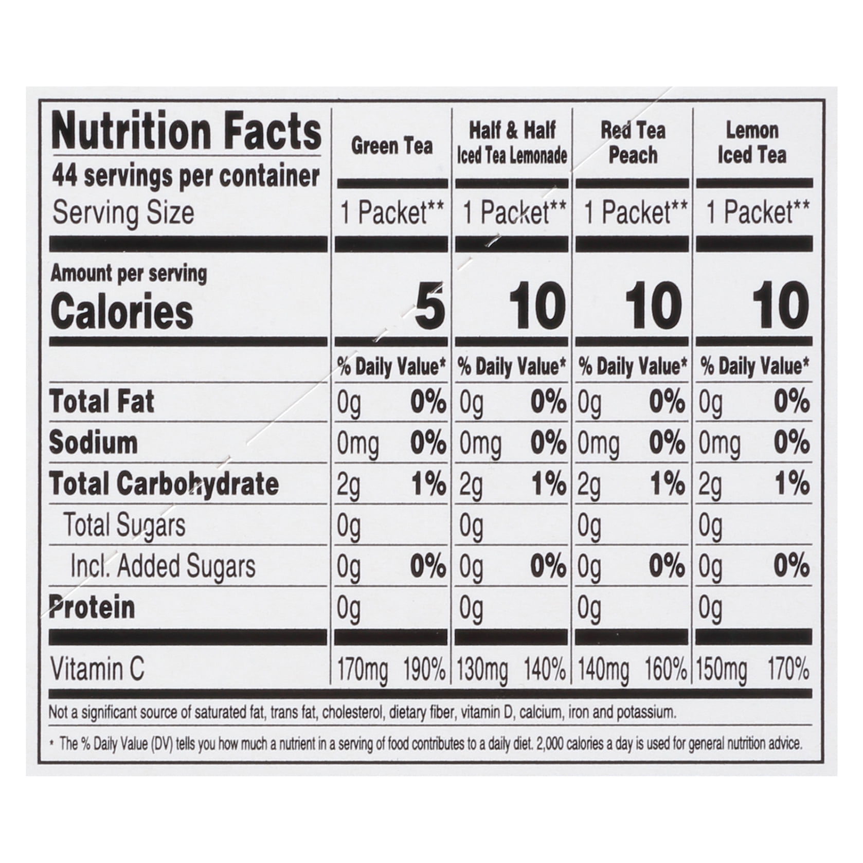 4C Sugar Free Tea 2 Go Stix Variety Pack, 44 ct