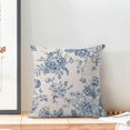 thumbnail image 3 of Spring Blue Floral Pillow Covers 16x16 Inch Set of 2, Chinoiserie Blue Flower Decorative Throw Pillowcase Vintage Floral Outdoor Cushion Cover for Sofa Couch Living Room Bed Decor, 3 of 6