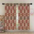 thumbnail image 5 of Blackout Kids Curtains,Red Boho Ethnic Floral Patchwork Pattern Childrens Insulated Curtains Set Of 2,Bedroom Essentials,Toddler Room Decor 52x63in(132x160cm), 5 of 5