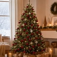 thumbnail image 5 of 49 Pcs Burgundy Velvet Flocked Christmas Ball Ornaments, Plastic Xmas Tree Hanging Decorations, Festive Holiday Party Home Christmas Tree Decor, 1.18 Inch, 5 of 8