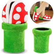 DRYDSDS Piranha Plants Plush Funny Slippers Super Mario Piranha Plants Slippers Shoes With Pipe Pot Holder Gifts