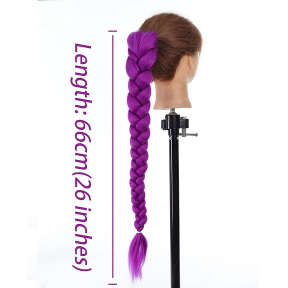 Tuscom 26 Inch Purple Ponytail Extension - Deep Violet Long Synthetic Hair Piece with Claw Clip & Drawstring, Heat-Resistant Fiber Wig for Anime Halloween Party Costume Accessory