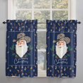 thumbnail image 2 of Navy Blue Santa Christmas Kitchen Curtain 2 Panels Tiers Curtains 45 Inch Length, Western Cowboy Xmas Botanical Curtains Rod Pocket Curtains Window Drapes Treatment Window Cafe Curtains, 2 of 5
