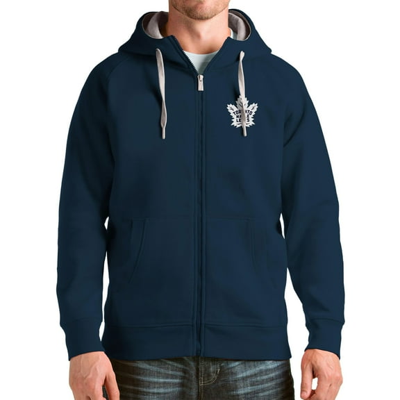 Men's Antigua Navy Toronto Maple Leafs Logo Victory Full-Zip Hoodie
