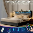 thumbnail image 3 of Akaber King-Size Upholstered Platform Bed Frame with 2-Tier Storage Headboard, 3 Drawers, USB Port, LED Lights, Gray, 3 of 8