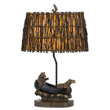 25" Standing Black Bear Lamp Forest Print Shade - Walmart.com
