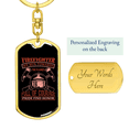 thumbnail image 3 of Firefighters Run Towards Flames Dog Tag Keychain Stainless Steel Silver Tone or Gold Tone, 3 of 10