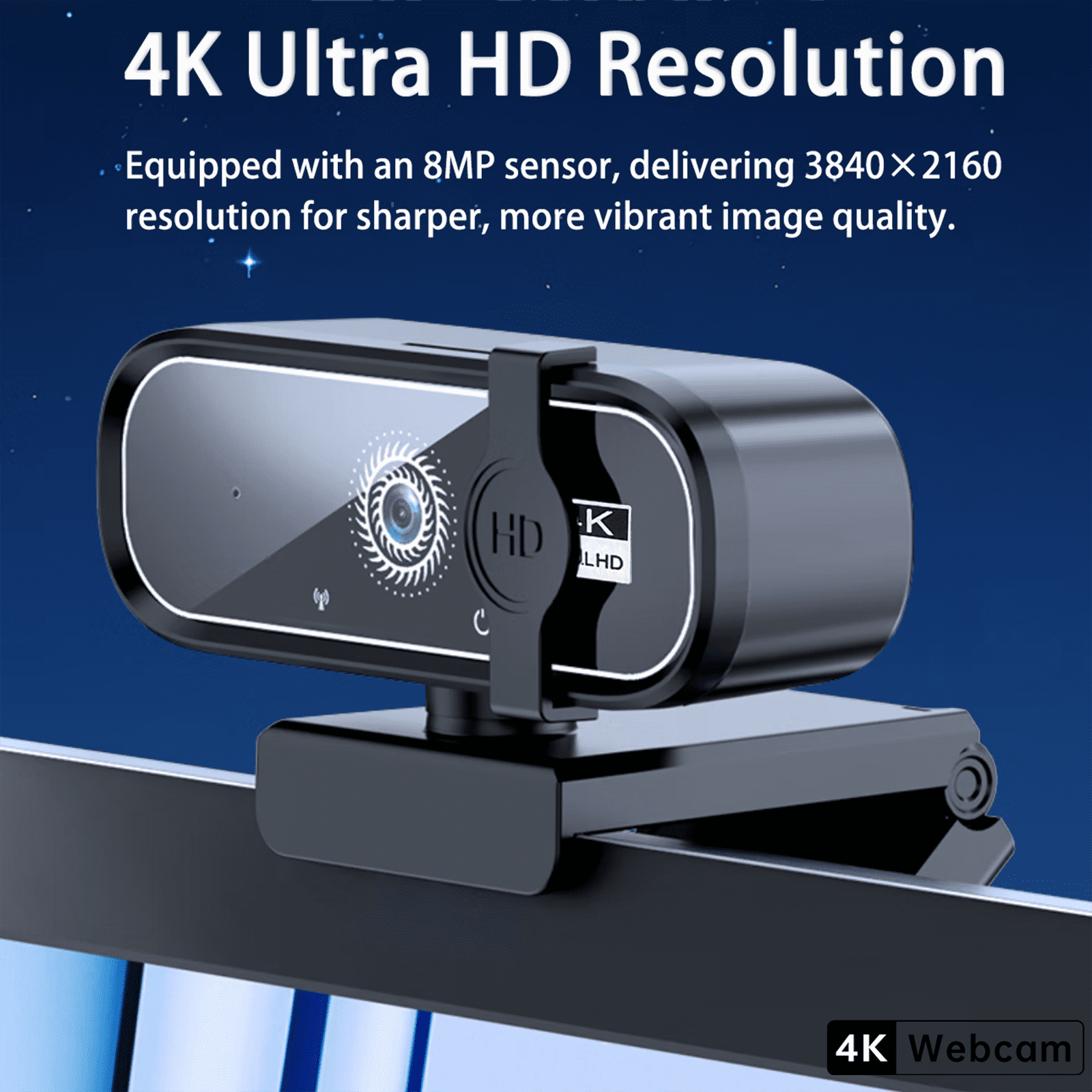 Q1 4K Webcam with Auto  & Noise-Canceling Mic, Privacy Cover, Adjustable Base for PC/Laptop/Zoom,  & Play, Free