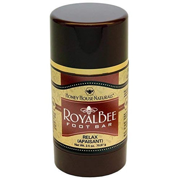 Honey House Naturals Royal Bee Foot Bar - Tubo giratorio de 2.5 onzas - Todo natural ultra hidratante que elimina el olor con aceite esencial infundido - Hecho en Estados Unidos (Relax)