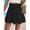 thumbnail image 6 of Womens Summer Flowy High Waist Ruffle Casual Cute Boho Beach Short Skirts Built-in Shorts Black XXL, 6 of 8