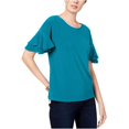 thumbnail image 1 of INC Blusa de manga con volantes para mujer, verde, extragrande I-N-C  Pull-over, 1 of 1