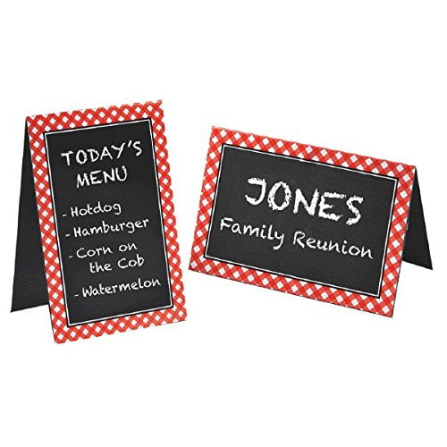 8pk Amscan Delightful Picnic Party Red Plaid Chalkboard Tent Cards Decoration Pa 
