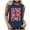 Blue, variant on Tank Tops for Women under $5 Plus Size Sleeveless Floral Print Round Neck Summer Printed Top Navy L