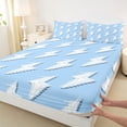 thumbnail image 4 of Erosebridal Lightning Light Print Queen Sheet Sets,White And Blue Bed Set For Boys Kids 4 Pieces, 4 of 6