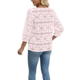 thumbnail image 6 of WIHOLL Blouses for Women Lace Tops Dressy 3/4 Length Sleeve Business Casual Outfits Vacation Spring Summer Clothes, 6 of 11