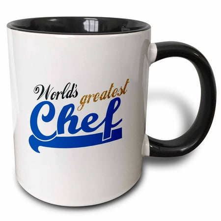 3dRose Worlds Greatest Chef - Best cook - for foodies amateur cooking fans or professional kitchen workers - Two Tone Black Mug, (Best Kitchen Designs In The World)