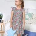 thumbnail image 4 of Fotbe Watercolor Butterflies Vestido de Dormir para Niñas de 3 a 10 Años, Mangas Cortas, Estilo Princesa, Pijama Camisón con Mangas Voladas-Large, 4 of 6