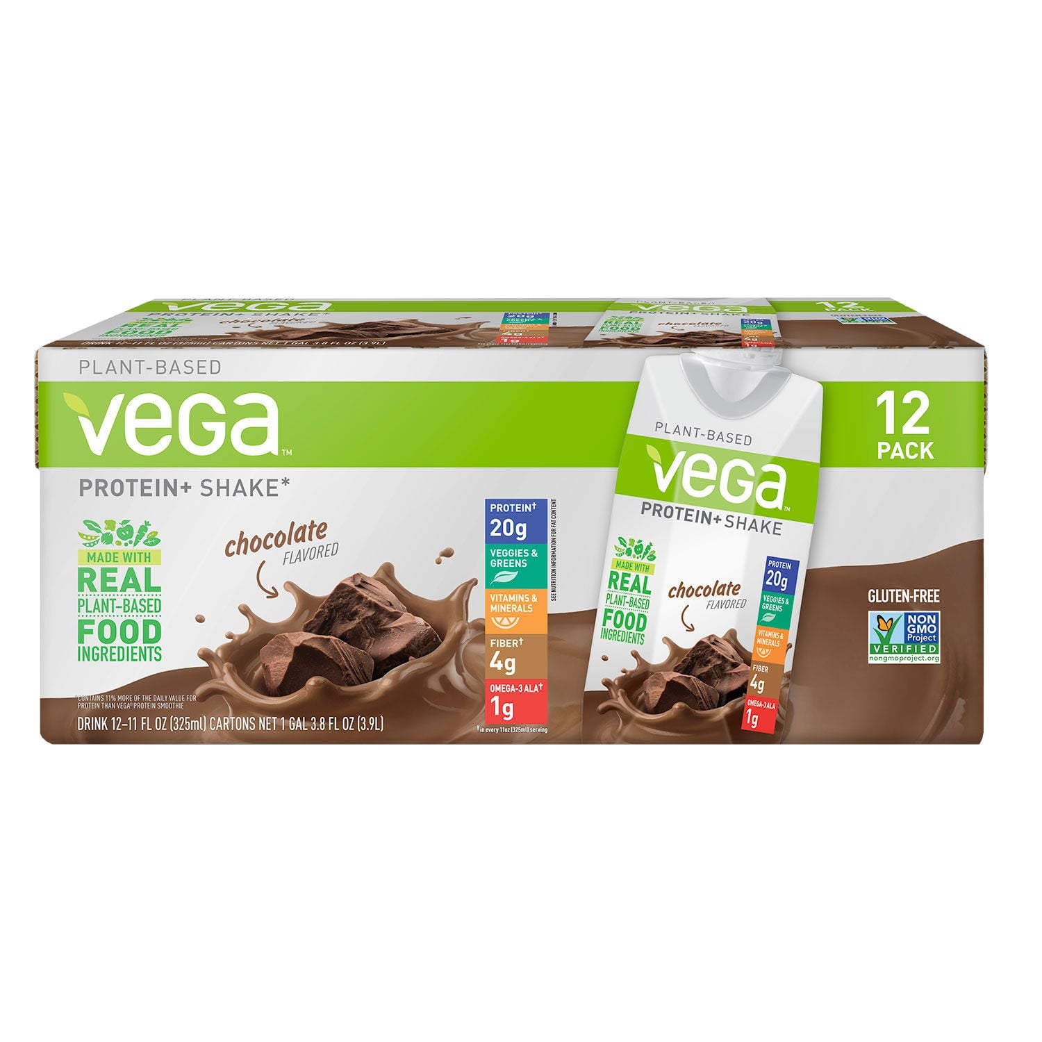 Vega Protein Nutrition Shake Chocolate 11floz (Pack Of 12