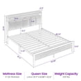 thumbnail image 2 of Greenstell Queen Size Bed Frame with Charging Station, LED Lights, Upholstered Headboard & Storage Shelves, No Box Spring Needed, Noise-Free,  White, 2 of 8