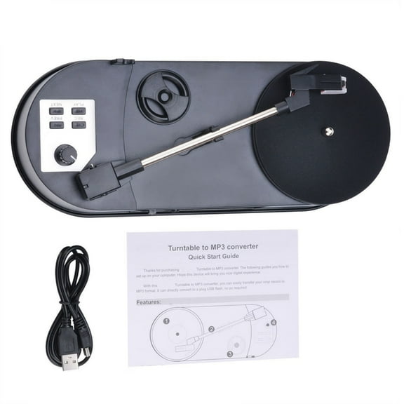 Record Player to MP3 Converter Turntable with Speed Option and USB Port Lightweighted