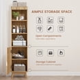thumbnail image 4 of MIYZEAL 70" Tall Freestanding Bathroom Storage Cabinet with Adjustable Shelves, Arched Decor & Anti-Slip Feet, Natural Wood Space-Saving Organizer for Living Room, 4 of 11