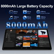 جهاز لوحي يعمل بنظام Android،ذاكرة قراءة فقط 256 جيجابايت،ذاكرة وصول عشوائي 16 جيجابايت + 8 جيجابايت،جهاز لوحي مقاس 10 بوصات،شبكة WiFi + خلوية 5 جيجابايت، ثماني النواة، كاميرا مزدوجة، نظام تحديد المواقع العالمي، BT 5.0، توسيع 1 تيرابايت، FHD IPS، شاشة تعمل باللمس Incell، 8000 مللي أمبير في الساعة، فتح القفل بالوجه، جهاز لوحي مع لوحة مفاتيح