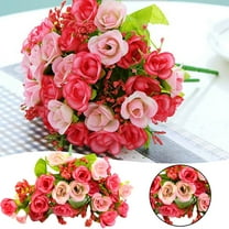 Pink Artificial Silk Rose Bouquet 21 Heads With Long Stems, By Meiiso, Large Inventory!