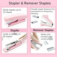 thumbnail image 3 of Famassi Rose Gold Desk Accessories，Office Supplies Set Acrylic Stapler Set Staple Remover, Tape Holder, 2 Ballpoint Pen, Scissor, Binder/Paper Clips and 1000pcs Staples., 3 of 10