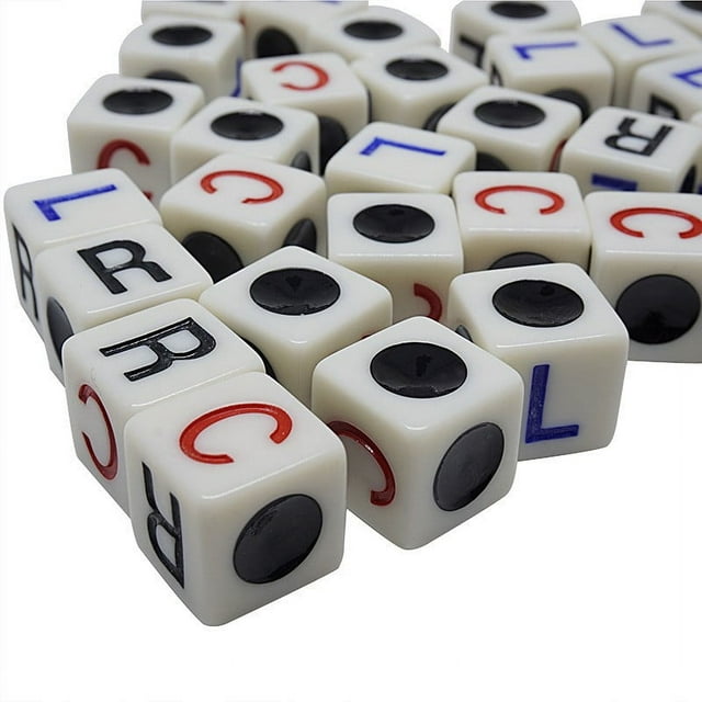 Juego de dados en inglés de izquierda, centro y derecha, caja de aluminio con chip de entrega, embalaje para juego de dados, accesorios