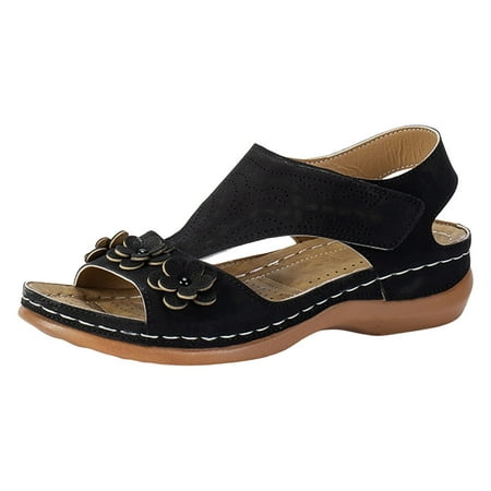 

Vuygyu Europe And The United States 2024 Summer New Slope With Sandals Women s Summer Fashion Leather Flower Open Slippers Outdoor Beach Slippers Women s Casual Shoes Size 9 Casual Shoes Womens Casual