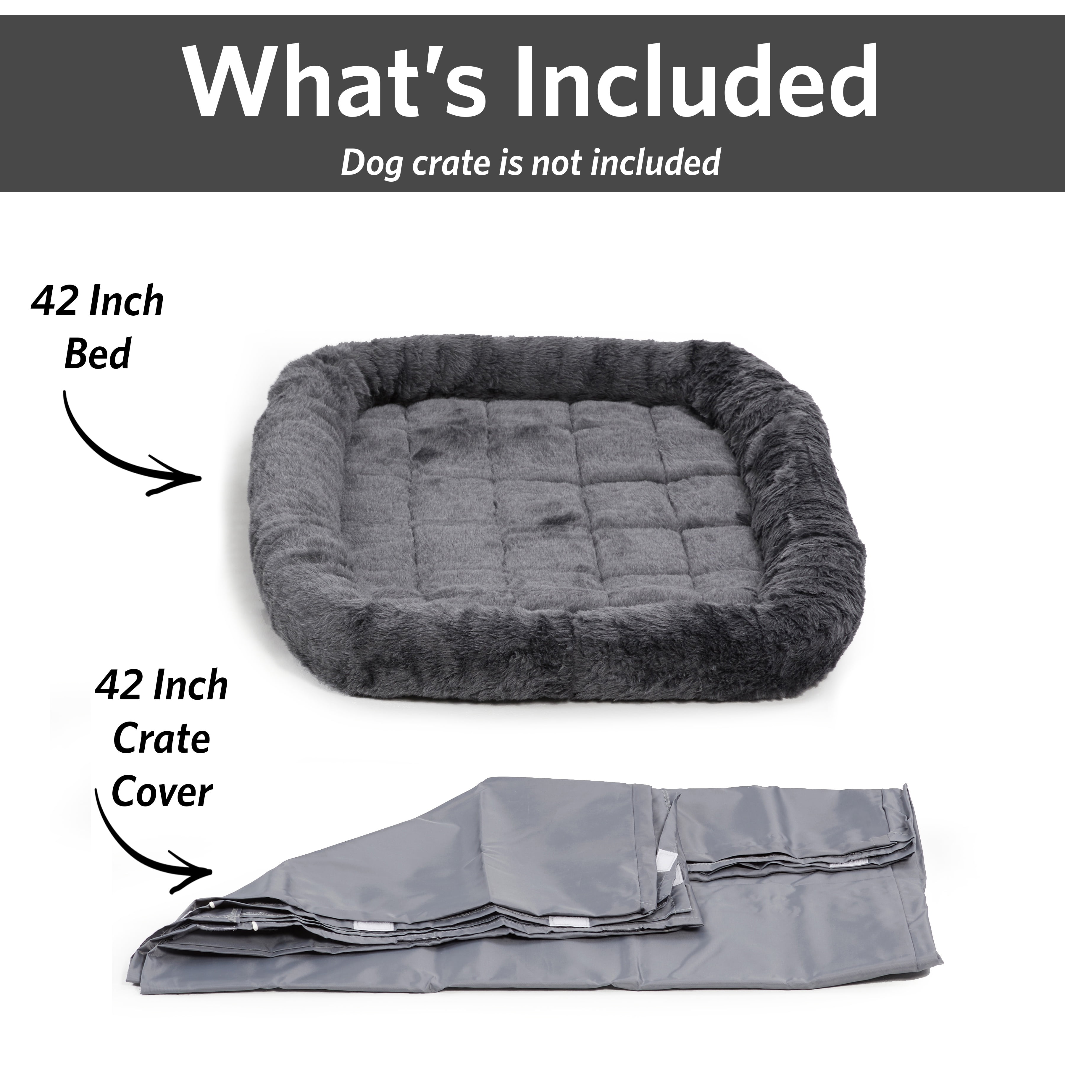 MidWest Homes for Pets New World Comfort Kit, Matching Dog Crate Cover & Bed, Fits 42’’ Crate, Gray