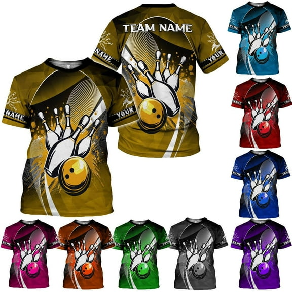 Personalized Name Bowling Shirts for Men and Women 3D, Bowling Shirts for Team Bowling, Bowling Shirts Gift 4 (Yellow, S)