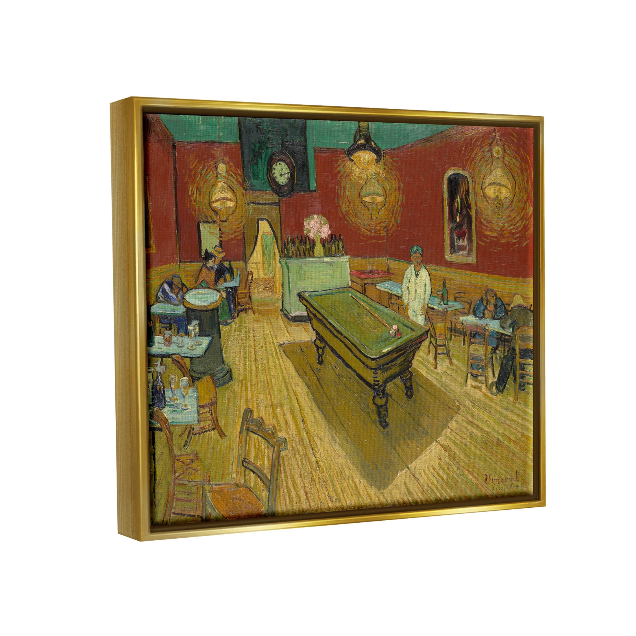The Night Café Van Gogh Scene Painting Travel & Places Painting Metallic Gold Framed Art Print Wall Art