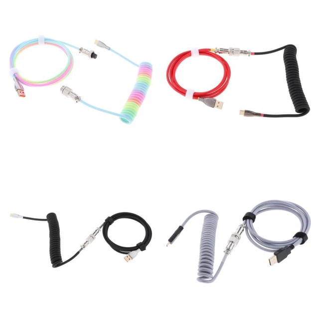 Cable en espiral 4x 1.8M Micro USB Sunnimix Para Teclado Mecánico Consola de Juegos