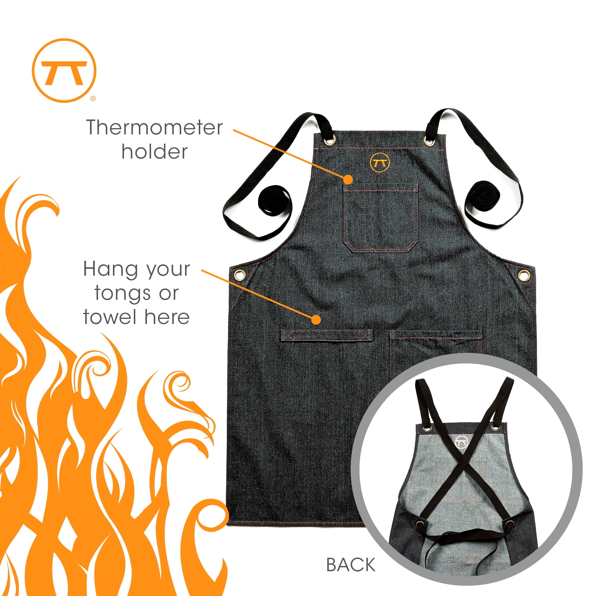 Outset Black Denim Apron, One Size Fits All