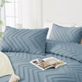 thumbnail image 4 of Greyish Blue Comforter Set Full Size, Boho Soft Warm Tufted Bedding Comforter Sets for Full Size Bed, 3 Pieces Aesthetic Chevron Farmhouse Cute Bohemian Textured Bed Set, 4 of 7