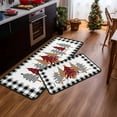 thumbnail image 3 of Buffalo Plaid Xmas Tree Merry Christmas Kitchen Rugs and Mats Set of 2, Winter Home Decor Low-Profile Floor Mat Decorations for Home Kitchen 17"x47"+17"x30", 3 of 6