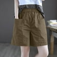 thumbnail image 2 of YOIAVAIOY Women's Work Short Pants High-Waist Loose Fit Wide-Leg Shorts Slimming Stylish Five-Button Shorts Khaki XXXL, 2 of 8