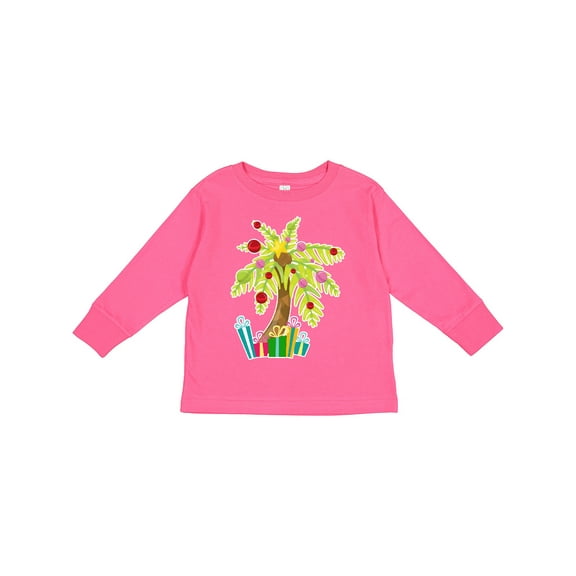 Inktastic Christmas Palm Tree with Presents Boys or Girls Long Sleeve Toddler T-Shirt